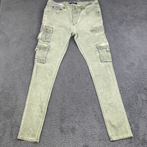 Serenade Jeans Mens 32 Skinny Distressed Stacked Cargo Repaired Hip Hop